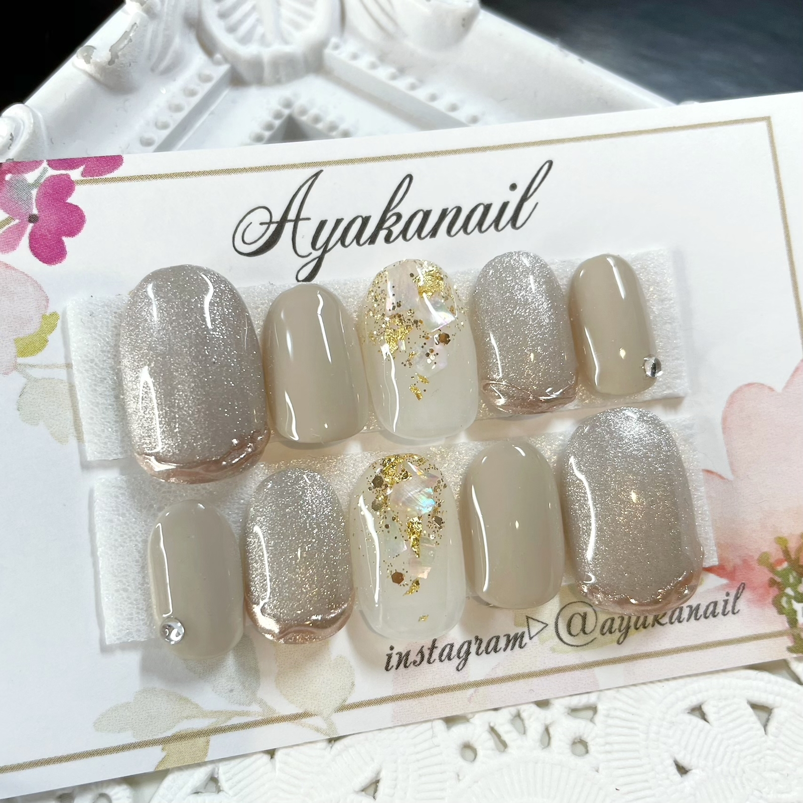 ayakaページ ネイルチップ 金箔ブルーネイル♡ - AYAKA-NAIL'S GALLERY | minne byGMO