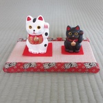 畳台　桃色　招き猫