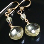 mさまご予約作品//再販//K14GF*宝石質レモンクォーツのシンプルピアス