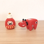 NUAM様オーダー品　赤べこ&だるま鏡もち