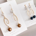 swirl*gold 幾何学パールゴールドピアス イヤリング
