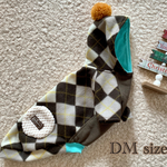 犬服！小型犬DMサイズ フリース‼︎ ふわもこポンポンパーカー＊アーガイル＊(胴長)