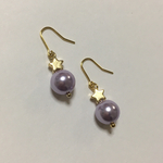 星と紫パールのピアス／イヤリング