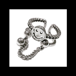 silver925【smile_ ball&chain RING】﻿スマイル ニコちゃん チェーン アンティーク ピープス シルバー パンク ロック メンズ 個性的 病みかわいい ヴィンテージ  銀