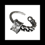 silver925【halfchain_clear×stone RING】シルバー 量産型 パンク ロック メンズ ユニセックス  ゴシック 病みかわいい ヴィンテージ  アンティーク リング 指輪