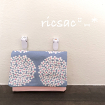 クリップ付き＊移動ポケット＊北欧風 サークルフラワー(ブルー×ピンク)