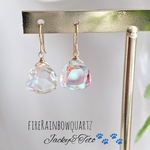 ＊14kgf＊ファイアレインボークォーツの1粒ピアス