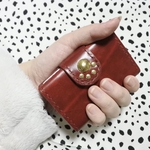 ルガトー赤の肉球財布♡片手に収まる本革ミニ財布。ルガトショルダーversion。プレゼント　春財布　革の宝石　ミニ財布　ミニマル　小さい　コンパクト　還暦祝い