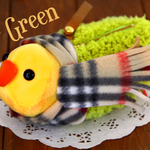 マフラー付き！　ファーグリーン ＊ セキセイインコのぬいぐるみポーチ
