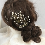 小枝アクセサリー　かすみ草パールツリー　ワイヤーアクセサリー《ゴールド》