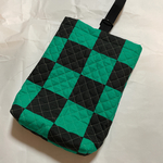 【現品 即発送可能】上履き袋 キルティング生地使用 市松模様 緑黒 上履き入れ
