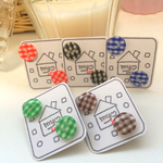 送料無料♪   ボタンピアス チェック柄 #1