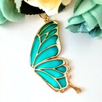 キーホルダー、蝶 の 羽根(エメラルドグリーン)、送料無料♪