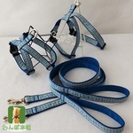 オーダー・mmsakmc様　さわやかチェックのハーネス＆リードセット　2セット