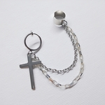 NO.45  スクエアチェーンとクロス  フェイクピアス×イヤーカフ×チェーン(片耳用)