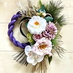 No.wreath-15272★お正月しめ縄リース　20-(23) ファレノ&カメリア　42x32cm・アートフラワー/造花リース/しめ縄/しめ飾り/正月飾り