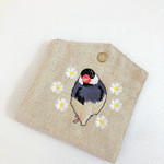 桜文鳥さんのマスクケース　オリジナルミシン刺繍