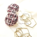 ニットチェックカボション×ジャラジャラリングピアス
