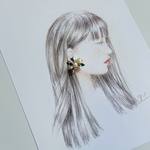 デザイン画　着画用　ハンドメイド　ロングストレートヘア　#4