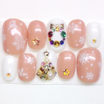 RUNA♪ベリショベージュクリスマスネイルチップ♪雪の結晶