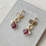 ［1月誕生石］ガーネットのフープイヤリング・ピアス