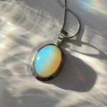 2WAY 合成オパール ロングネックレス【2way opal necklace】 スネークチェーンネックレス