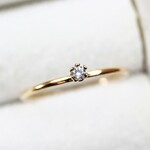 ≪14kgf≫ 2ｍｍ石　ＣＺダイヤモンド　ストレートリング／アレルギー対応・ピンキーリング　～引っ掛かりにくいタイプ～