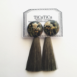 Flower cabochon  tassel ピアス