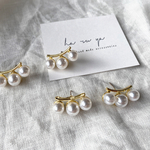 ＊再販＊パール×ゴールドデザインピアス イヤーカフのような 秋 ピアス イヤリング  華奢 シルバークリアグリーン アンティーク風 ドット