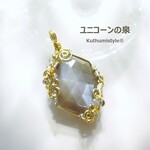 チョコレートムーンストーン・ファセットカットペンダント（ワイヤージュエリー☆ワイヤーアクセサリー☆ワイヤーラッピング天然石ネックレス）