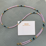 ビーズマスクストラップ　ピンク×グレー