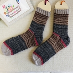 送料無料＊手編みの靴下☆チャコールグレー＆ブラウン