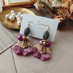 【ラスールセール】刺繍リボン×艶々パールのピアス ／イヤリング