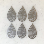 Silver Grey Filigree Designed Drop Pendant Tops