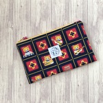 【ｔ様オーダー品】ume＊mew 3ポケットぺたんこポーチ（ねこバンド/ネイビー）