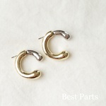 2pcs ピアスパーツ バイカラー ゴールド シルバー