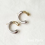 2pcs ピアスパーツ バイカラー シルバー ゴールド