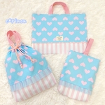 パステル ハート♡ゆめかわ♡フリル レッスンバッグ 3点セット☆入園グッズ・入学グッズ 女の子 お着替え袋 上履き入れ オーダー 入園 入学