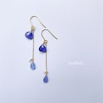 宝石質タンザナイトのふた粒ピアス/イヤリング
