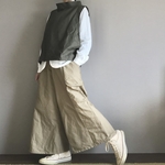 ■切替ワイドフレアパンツ■チノクロス■ベージュ