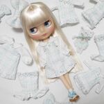 ツイードAラインワンピース(水色)　ブライス リカちゃん　ARomantic　