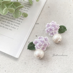 ピアス〜紫陽花(紫ｘシルバー系金具)〜