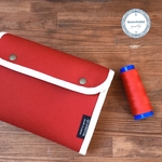 キャンバスパパママ母子手帳ケース カーディナルレッド帆布canvas 1〜2人用