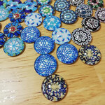 ブルー系　カボション　ガラス　ランダム　5ペア【10個】