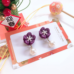 ✨つまみ細工・梅✨お正月・成人式・初詣・お洒落❤ハンドメイド ピアス イヤリング