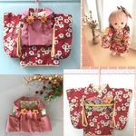 haruyoko-iさま専用:メルちゃんの着物セット*赤に梅づくし&被布＊ピンクに水玉
