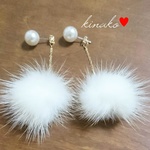 ♥セール♥大人女子のモケモケファーピアス(白)