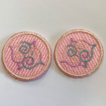 [新色ピンク] [魔除け] アイヌ文様 刺繍ワッペン 