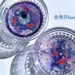 オーロラの月と桜池の金魚