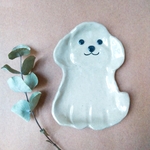 トイプードルの子犬皿（クリーム色）